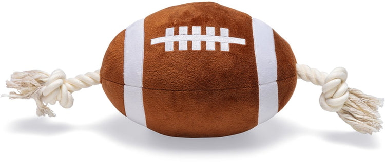 Beeztees ballon de rugby avec corde - jouet pour chien - peluche - marron - 37x15x15cm