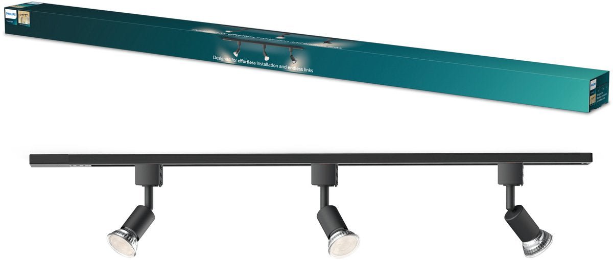 Philips led philips easylink tobia - spot - raccord gu10 - puissance maximale : 7w - noir - pack de 3 - éclairage sur rail