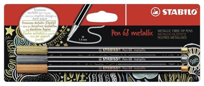 Stylo Stabilo 68 feutres métalliques argent or cuivre - 3 pcs.