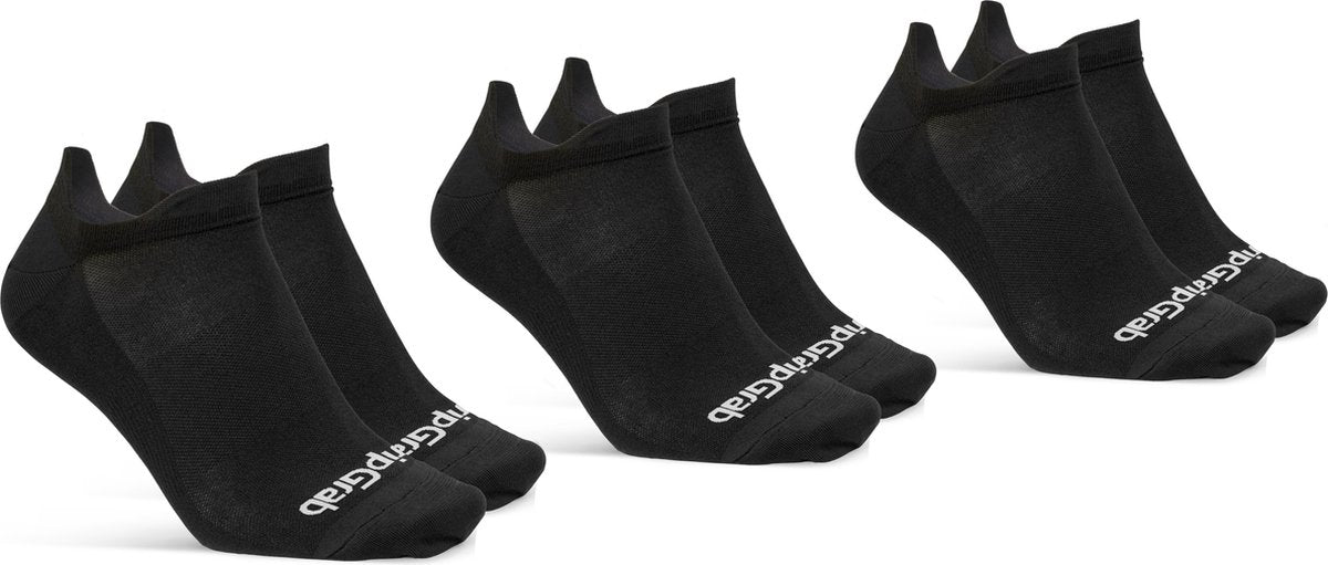 Gripgrab - chaussettes de cyclisme d'été classiques no show 3pack socquettes chaussettes de sport coolmax - noir - unisexe - taille m (41-44)