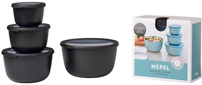 Mepal - coffret de conservation alimentaire cirqula multi bols - 500 + 1000 + 2000 + 3000 ml - rond - noir nordique