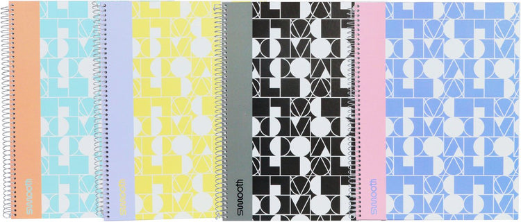 Ancor livre à spirales lisses ligne a4 couverture rigide - lot de 4 - motifs assortis