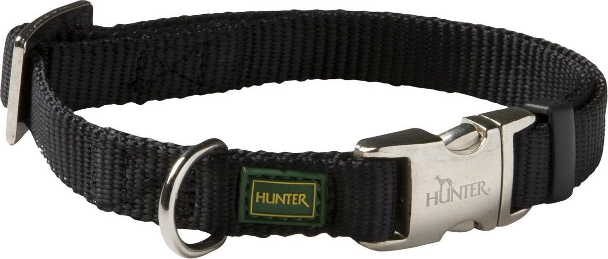 Hunter collier à clic alu nylon soft - noir - taille m 40-55 x 2 cm