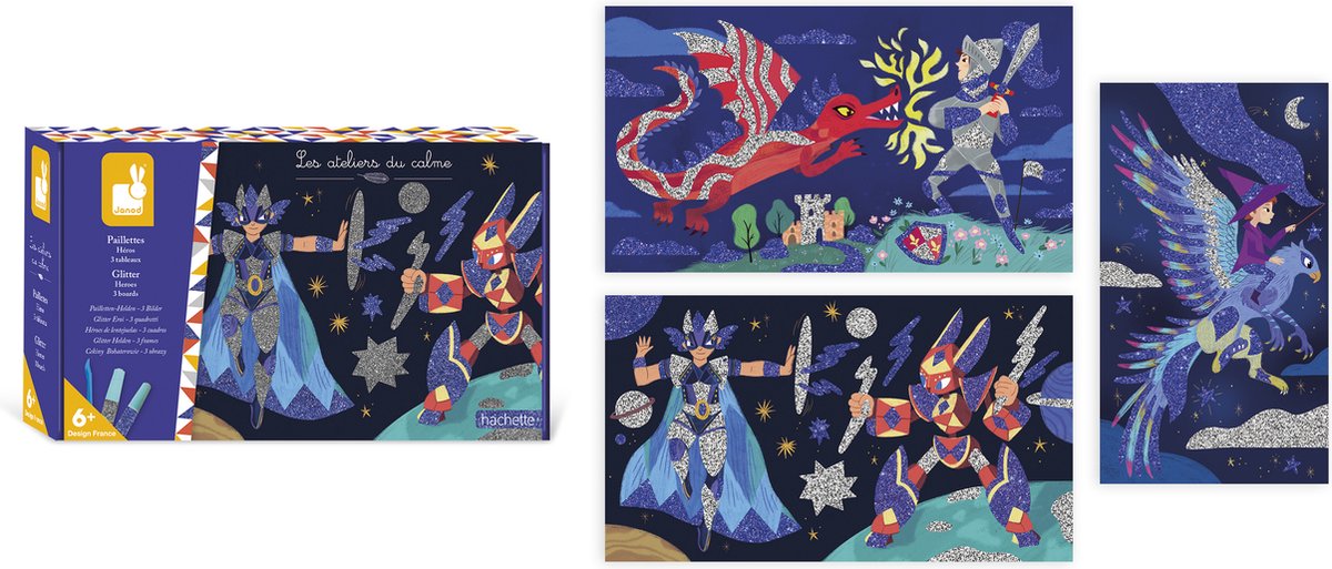 Janod - les ateliers du calme - coffret bricolage super-héros à paillettes