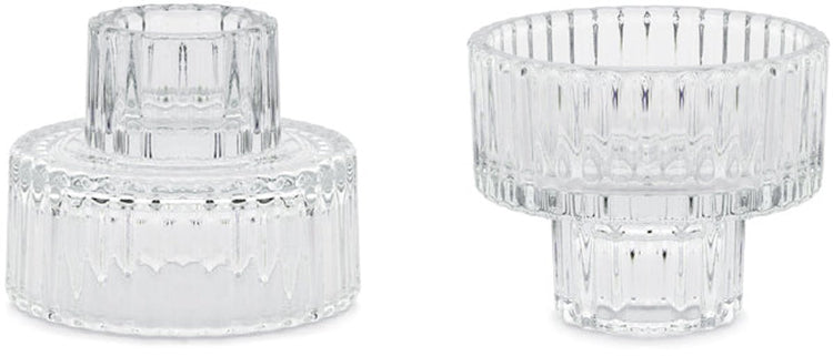 Partydeco bougeoir 4 pièces 2 en 1 en verre 6,5x5,5 cm