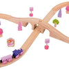 Bigjigs Ensemble de train en bois rose, 40dlg.