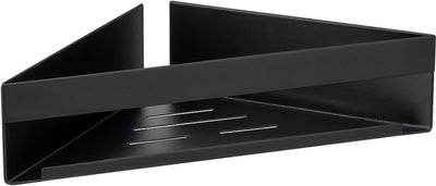 Wenko turbo-loc genova support d'angle en acier inoxydable noir mat - support de bain - panier de douche - support de douche - montage sans perçage - autocollant
