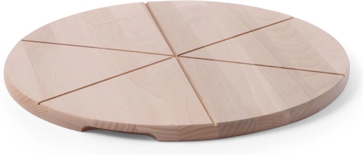 Planche à pizza Hendi – bois de hêtre – avec rainures de coupe – ø 400 mm