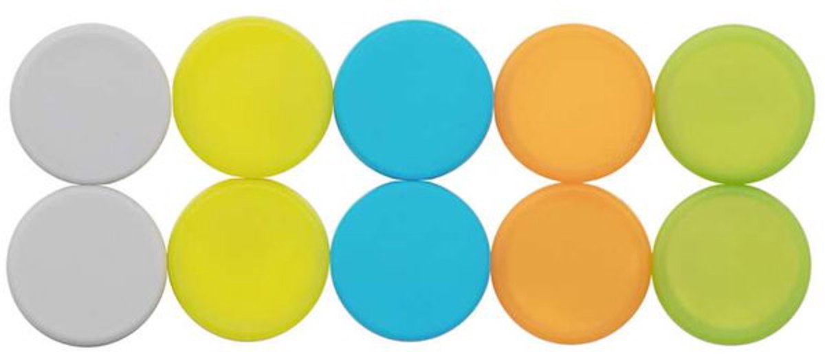 Aimant Maul néodyme - rond - 5 couleurs - 10 pièces - ø 1,9 x 0,4 cm
