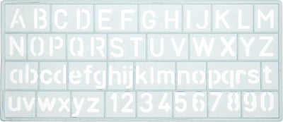 Gabarit Westcott - chiffres et lettres 10mm de haut - 148x65mm - transparent - ac-e10610