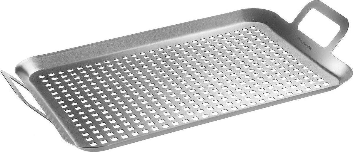 Poêle à griller sans marque sans marque, plate et grande, pratique pour griller des légumes, de nombreuses et autres gourmandises, résistante, passe au lave-vaisselle, en acier inoxydable