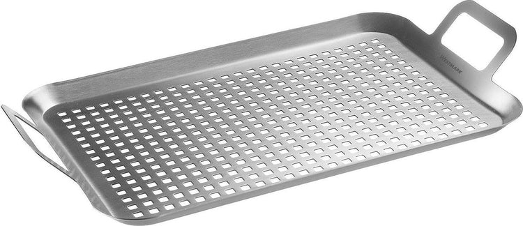 Poêle à griller sans marque sans marque, plate et grande, pratique pour griller des légumes, de nombreuses et autres gourmandises, résistante, passe au lave-vaisselle, en acier inoxydable