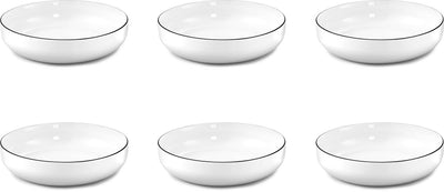 Médard de noblat - yaka noir - assiette à salade et pâtes 20 cm - 6 pièces - porcelaine