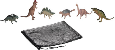 Eddy Toys Dinosaur Toy Dino Playset 6 pièces - Ensemble de figurines de dinosaures avec filet de rangement - Dinosaures jouets pour enfants - Mini figurines de dinosaures 15 cm