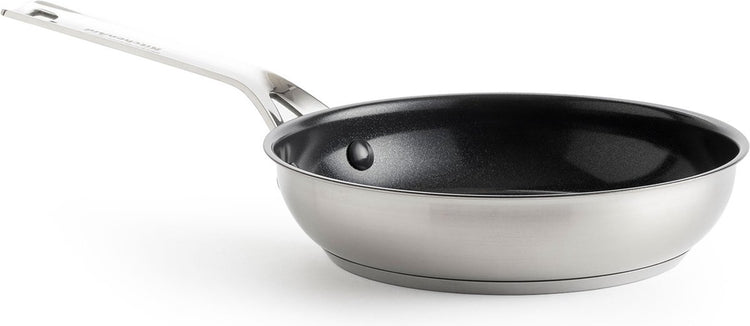 Poêle inox Kitchenaid 24 cm - revêtement antiadhésif sans PFA - poêle induction - poêle céramique - passe au four jusqu'à 160°c - argent