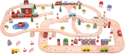 Bigjigs en bois et ensemble d'autoroutes en bois, 105dlg.