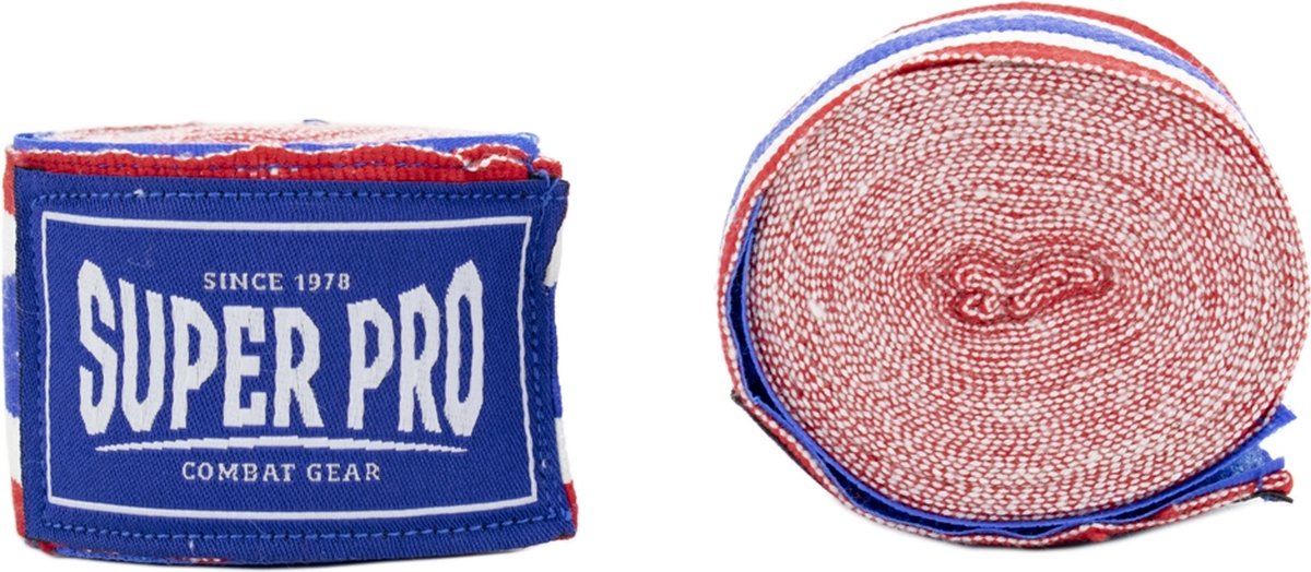 Bandages de combat super pro rouge blanc bleu 450cm