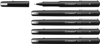 Stabilo dr!ver - feutre fin premium - 0,4 mm - noir - boîte de 5 pièces
