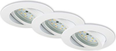 Briloner attach move - spots encastrables lot de 3 - luminaires encastrés orientables - 3 x LED 5w 400lm - couleur de la lumière : blanc chaud - profondeur d'installation : 30 mm - dimensions d'installation : 68 mm - produit : ø82 mm - blanc