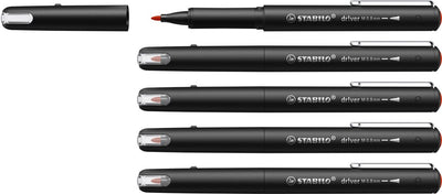 Stabilo dr!ver - feutre fin premium - 0,8 mm - rouge - boîte de 5 pièces