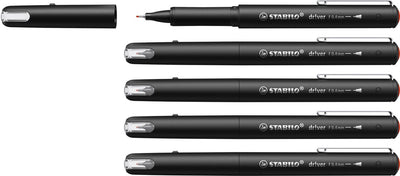 Stabilo dr!ver - feutre fin premium - 0,4 mm - rouge - boîte de 5 pièces
