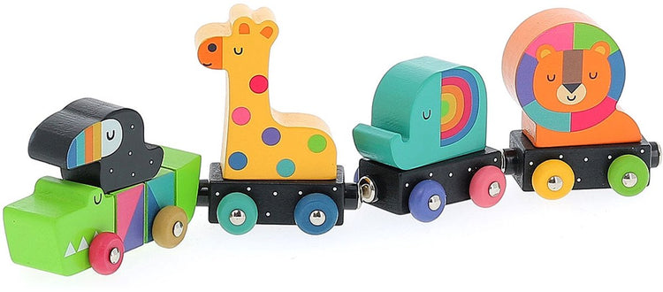 Jouet train animalier en bois Vilac - animaux magnétiques colorés.