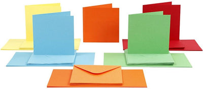 Cartes et enveloppes d'entreprise Creativ, format carte 15x15 cm, format enveloppe 16x16 cm, 110+220 gr, différentes couleurs, 50 set 1 boîte