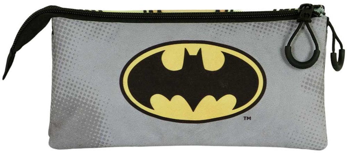 Karactermania - dc comics batman - batdress - fan 2.0 triple trousse à stylos - trousse à crayons avec fermeture éclair - trousse à stylos - noir