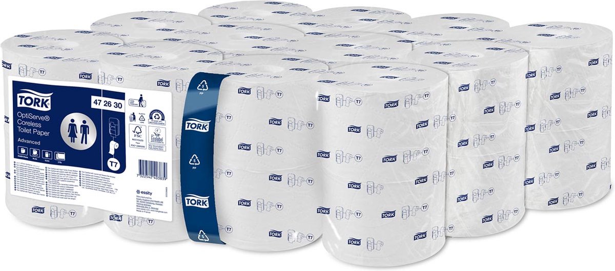 Papier toilette Tork sans manches format moyen 2 épaisseurs blanc T7 advanced (24x900 feuilles)