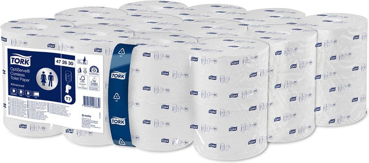 Papier toilette Tork sans manches format moyen 2 épaisseurs blanc T7 advanced (24x900 feuilles)