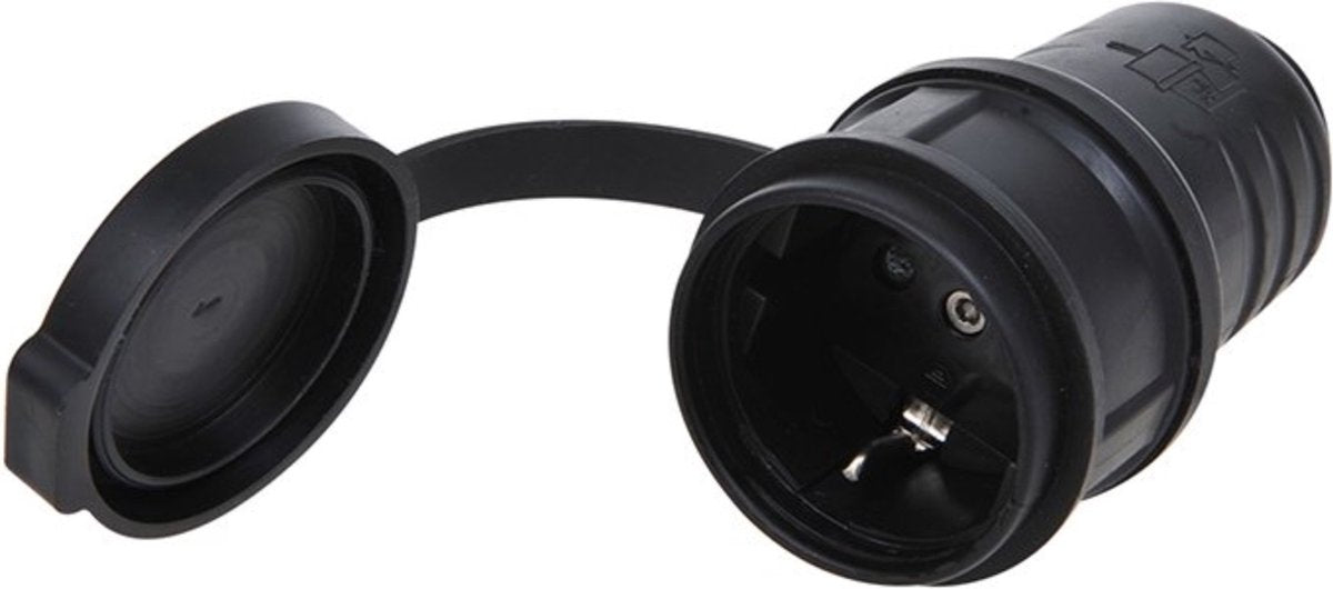 Proplus prise schuko - plastique - 230v - noir - ip44