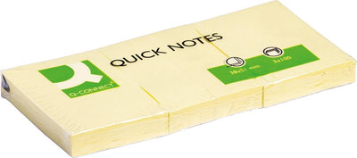 Notes rapides Q-connect, pi 38 x 51 mm, 100 feuilles, jaune, boîte de 4 x 3 blocs