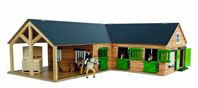 Kids Globe Globe Horse Corner stable avec 3 boîtes et stockage 1:24