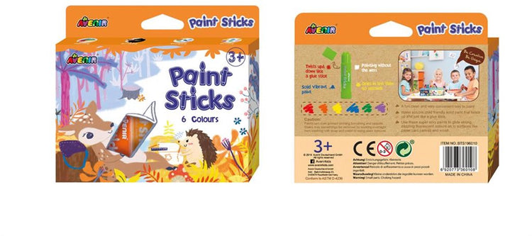 Bâtons de peinture Avenir : 6 couleurs, en boîte 14,8x2,4cm, 3+