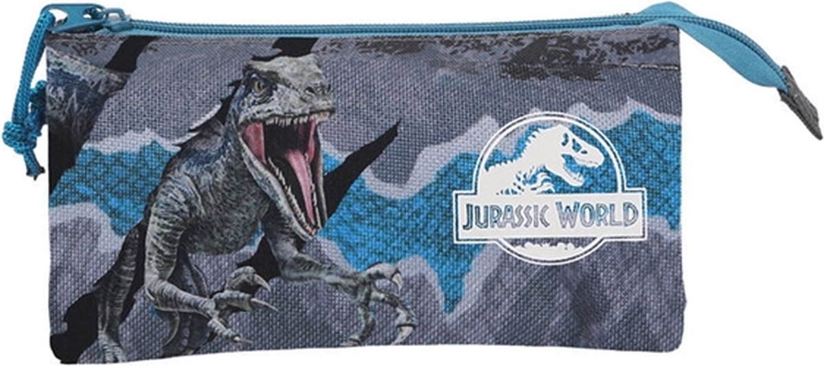 Jurassic world - trousse - 3 compartiments - dinosaure