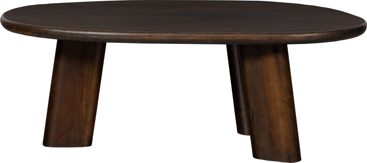 Table basse ronde Woood - bois de manguier - noyer - 40x110x60
