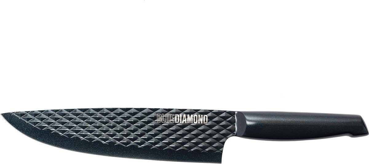 Couteau de chef diamant bleu - 20cm - acier 100 - antiadhésif - passe lave-vaisselle