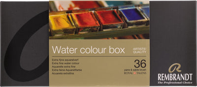 Ensemble métallique de peinture aquarelle Rembrandt | 36 casseroles + pinceau