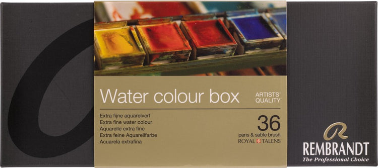 Ensemble métallique de peinture aquarelle Rembrandt | 36 casseroles + pinceau