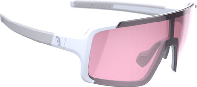 Bbb cycling chester lunettes de cyclisme étroites pour hommes et femmes - lunettes de sport pour visages étroits - lunettes de cyclisme avec grand verre - branches en caoutchouc - blanc mat rose - bsg-73