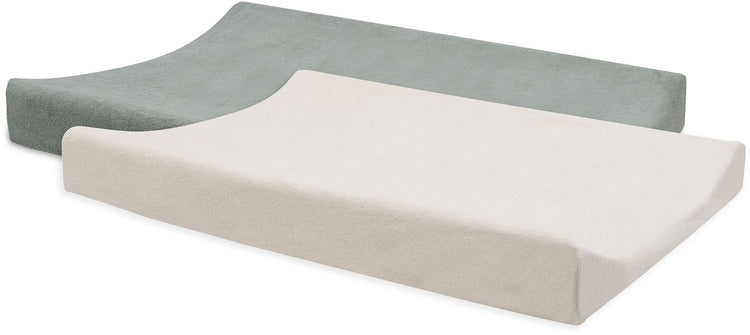 Housse de matelas à langer Jollein - 50x70cm - tissu éponge - ivoire vert d'eau - 2 pièces