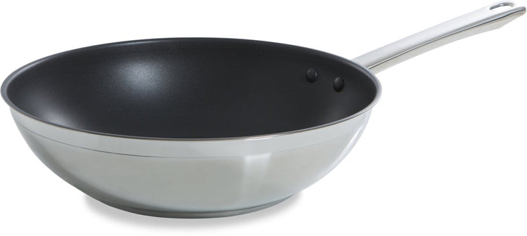 Poêle wok polyvalente BK 28 cm - 4,2 l - revêtement antiadhésif sans PFA - poêle wok induction - poêle en céramique - passe au four jusqu'à 230°c - sans couvercle - argent