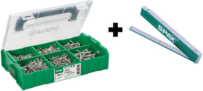 Mallette de montage Spax, l-boxx mini, petite, wirox a9j, t-star plus, tête fraisée, 6 dimensions, 703 pièces, incl. 3 embouts t20 et règle pliante - 5000009160049