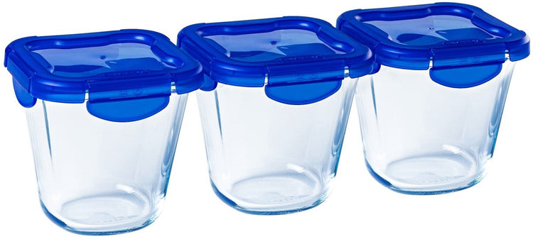 Pyrex - boîte à lunch Cook Go avec couvercle 800 ml lot de 3 pièces - bleu transparent