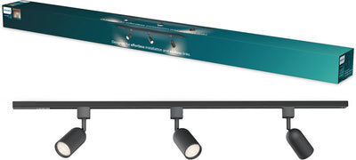 Philips LED Kit de démarrage Philips EasyLink Shea - 3 spots sur rail de 1 mètre - raccord Gu10 - puissance maximale : 7 W - noir - pack de 3 - éclairage sur rail