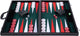 Backgammon Engelhart 21 pouces - plateau incrusté vert, rouge et blanc - étui noir de luxe avec poignée -