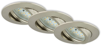 Briloner attach dim - spots encastrables - lot de 3 - dimmable - 5,5w - ø82mm - nickel mat