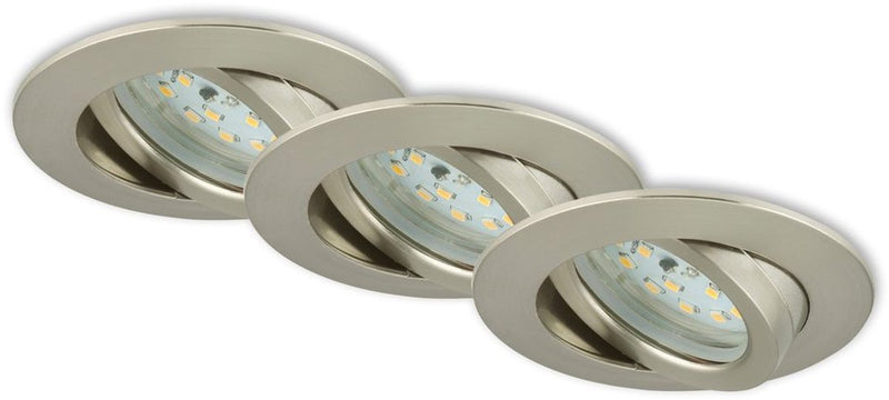 Briloner attach dim - spots encastrables - lot de 3 - dimmable - 5,5w - ø82mm - nickel mat