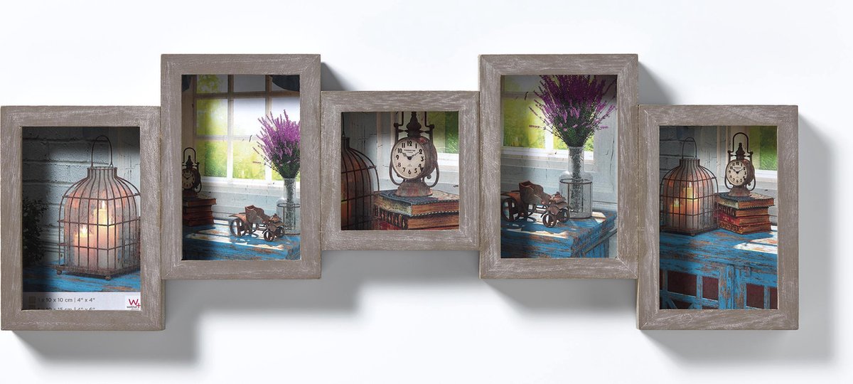 Walther rustique - cadre photo - format photo 1x10x10 cm + 4x10x15 cm - gris
