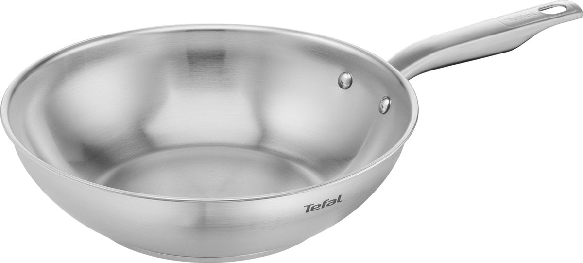 Tefal virtuoso - poêle wok - ø28 cm - acier inoxydable - convient à l'induction - durable
